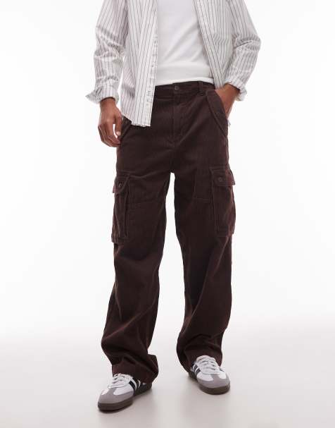 Wrangler Casey Jones loose cargo trousers in brown cord - view 1