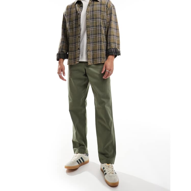 Pantalon Chino Wrangler Homme - Taille 34x34 - Vert - Coupe Décontractée - Coton