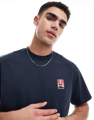 Wrangler - Casey Jones - T-shirt épais décontracté à logo affiche style workwear au dos - Bleu marine