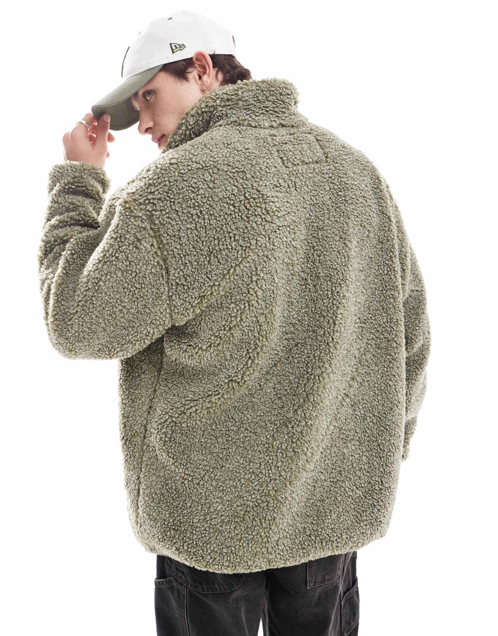 Wrangler Casey Jones workwear borg shearling jacket in mid green ASOS Price Checker