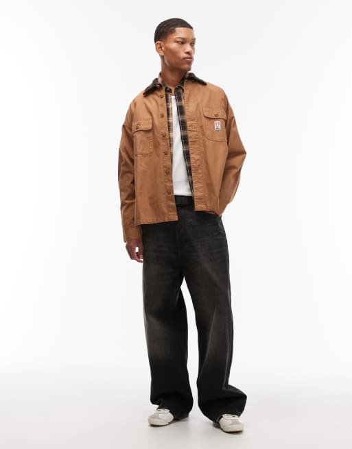 Wrangler Casey Jones workwear canvas overshirt in tan, 2 of 5