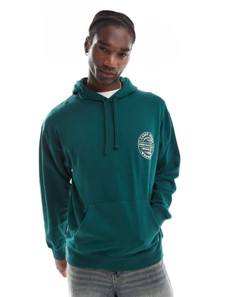 Wrangler - Casey Jones Workwear - Felpa con cappuccio oversize vintage verde scuro con logo circolare - view 1