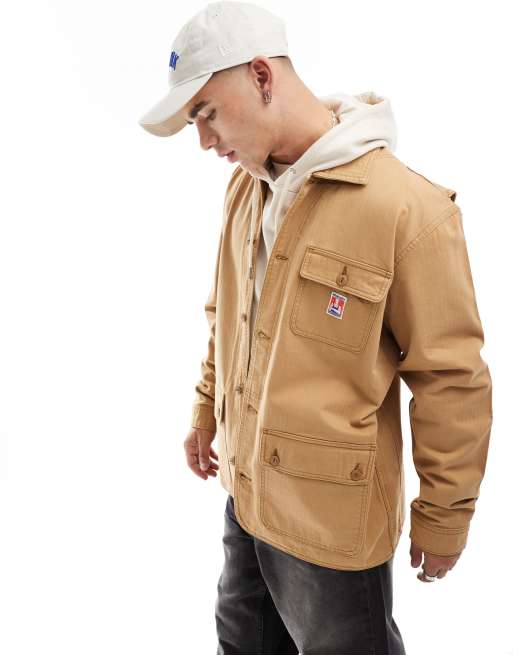 Wrangler Casey Jones workwear herringbone chore jacket in beige | ASOS