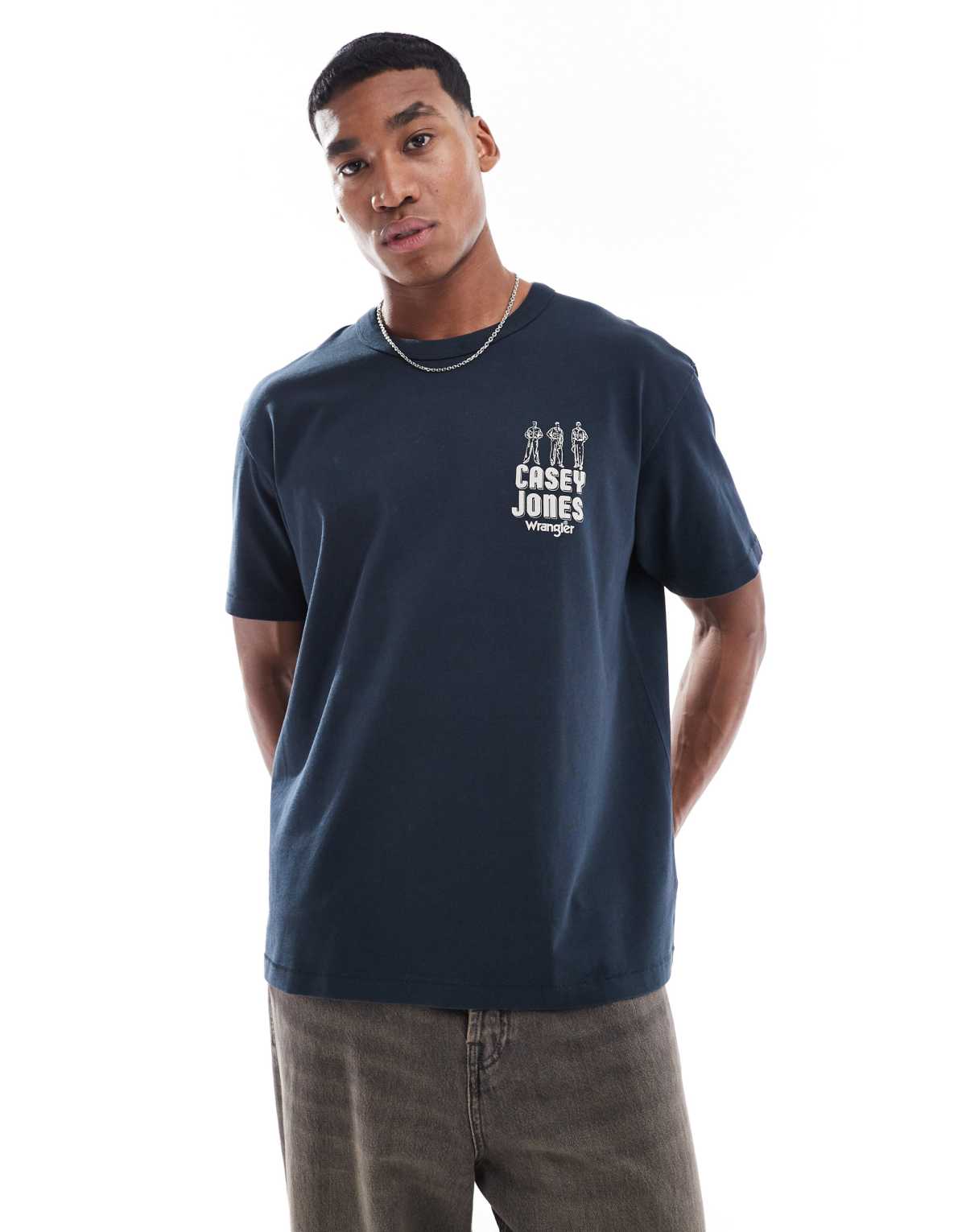 Wrangler Casey Jones workwear logo vintage oversized heavyweight t-shirt in navy