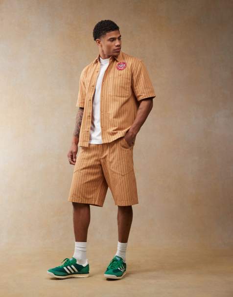 Wrangler Casey Jones workwear porkchop stripe twill shorts in orange CO-ORD - view 1