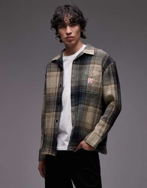 Wrangler Casey Jones workwear waffle long sleeve shirt in green check - view 1