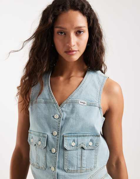 Wrangler - chaleco vaquero country en lavado azul claro - view 1