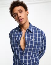 Topman long sleeve slim neutral check shirt in multi | ASOS