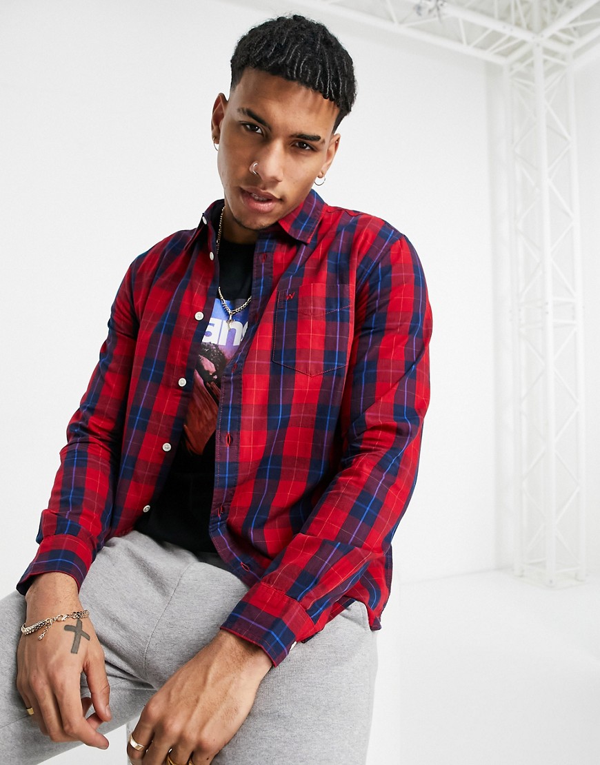 Wrangler checked shirt with pocket detail in red