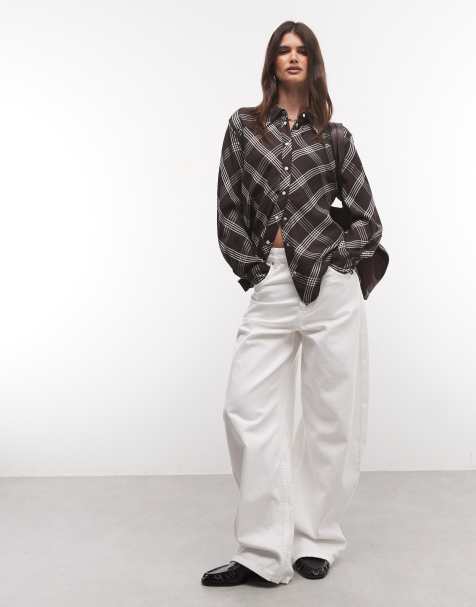Wrangler checkered collared shirt in brown - view 1