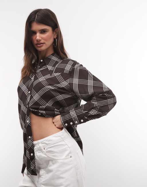 Wrangler checkered collared shirt in brown, 2 of 4
