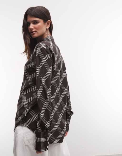 Wrangler checkered collared shirt in brown, 4 of 4
