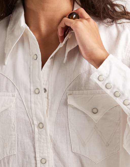 Wrangler - Chemise boutonnée style western - Blanc, 3 de 4