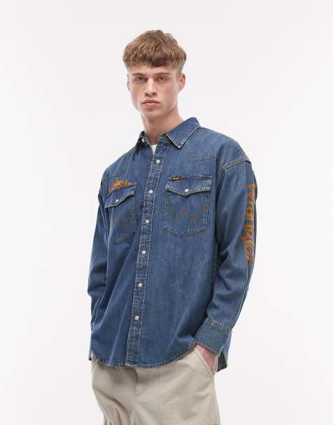 Wrangler - Chemise en jean style western - Bleu - view 1