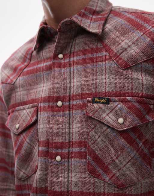 Wrangler - Chemise style western à carreaux avec manches longues - Rouge, 3 de 5