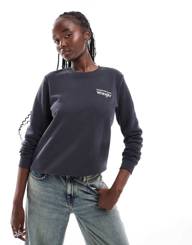 Wrangler - chest logo sweatshirt in faded black