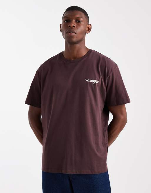 Wrangler chest logo t-shirt in vintage brown, 4 of 5