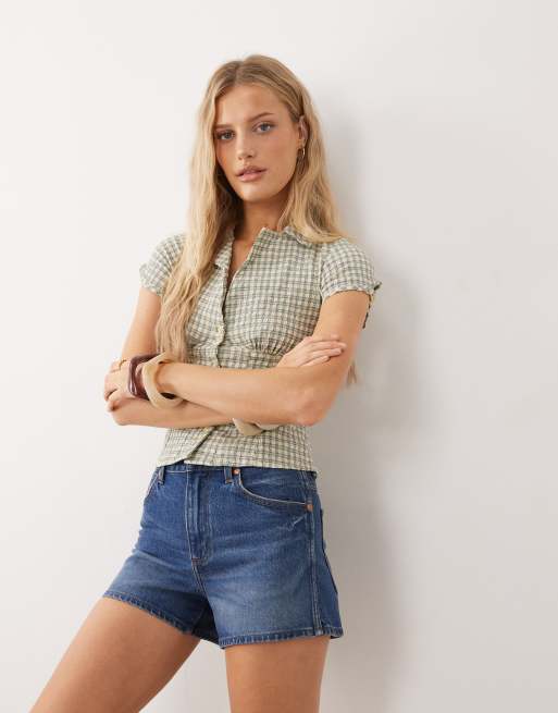 Wrangler – Ciemnoniebieskie szorty jeansowe w kowbojskim stylu , 3 z 5