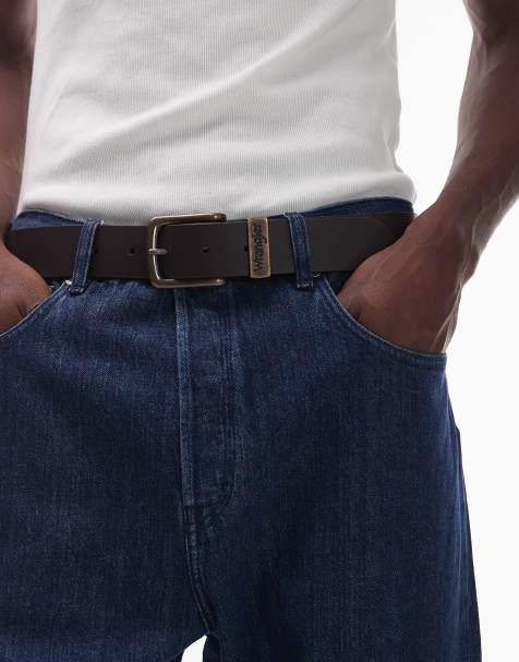 Wrangler - Cintura in pelle marrone scuro con fibbia color bronzo - view 1