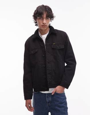 Wrangler classic denim sherpa jacket in black