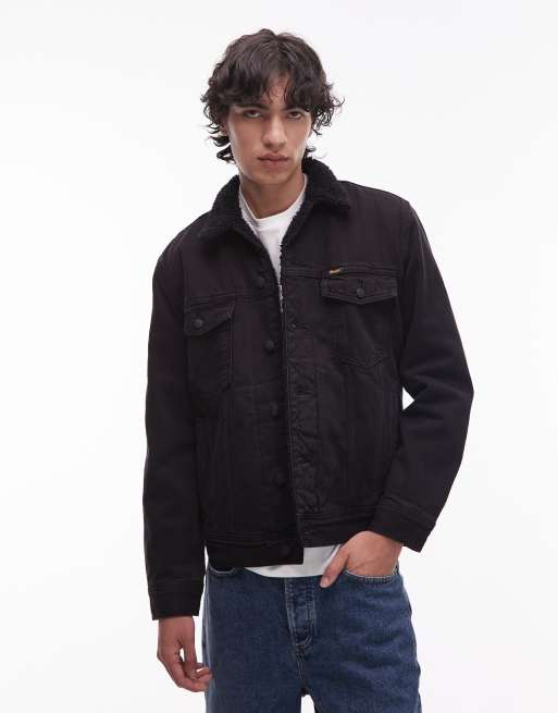Wrangler classic denim teddy jacket in black