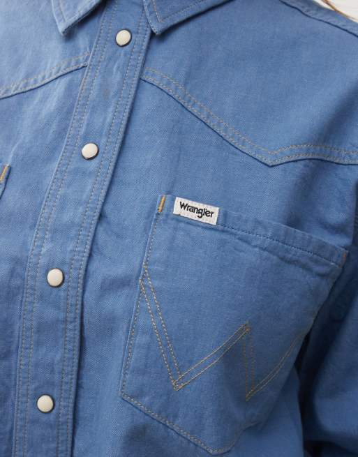 Wrangler co-ord cut off western shirt in candy blue, 2 of 4