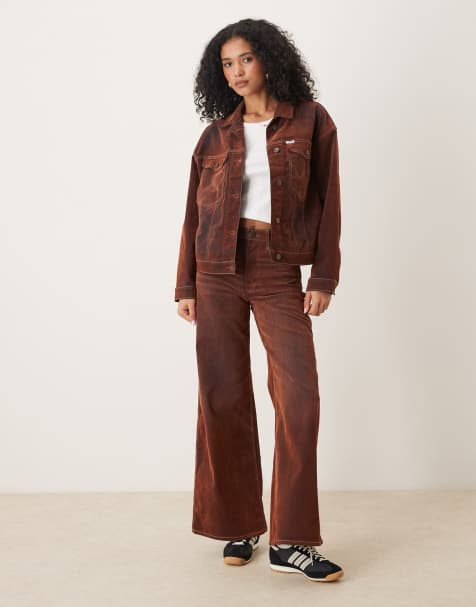 Wrangler coated denim cowboy jacket and jeans in burnt orange - view 1