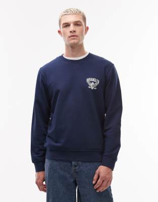 Wrangler collegiate chest logo sweatshirt in navy