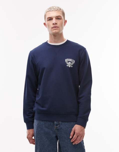 Wrangler collegiate chest logo sweatshirt in navy - view 1