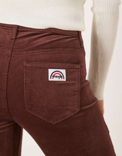 Wrangler cord flares with front pockets in brown, 3 of 5