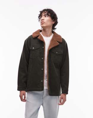 Wrangler cord sherpa jacket in green