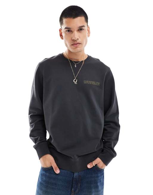 Wrangler cowboy back logo sweatshirt in faded black