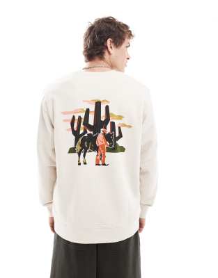 Wrangler Wrangler cowboy back print relaxed fit sweatshirt in off white
