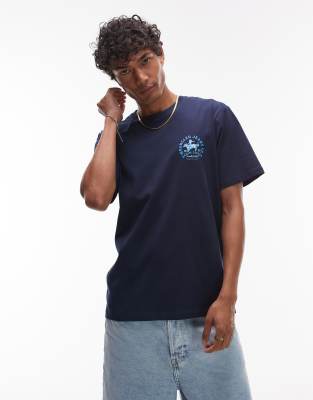 cowboy chest logo T-shirt in navy