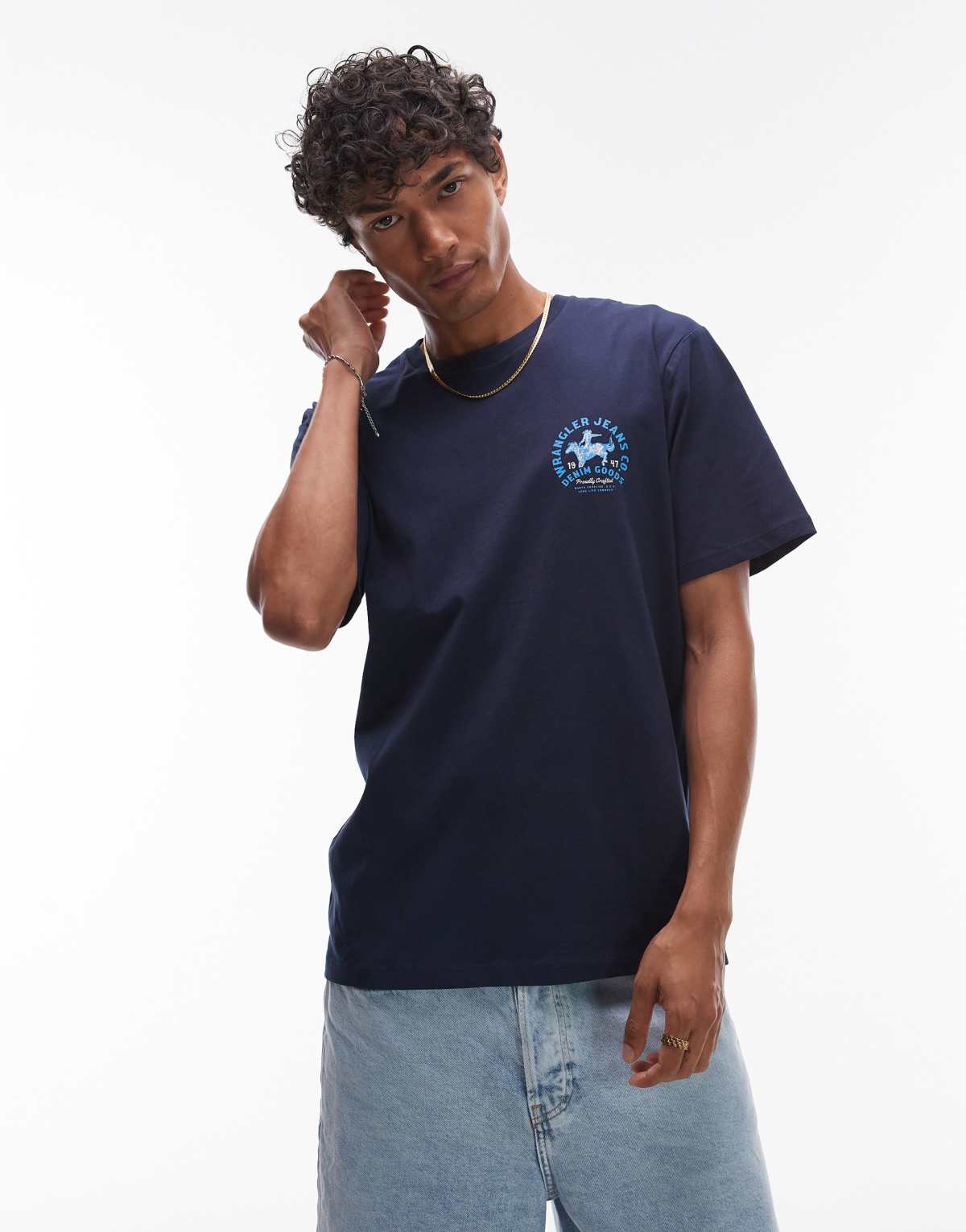 Wrangler cowboy chest logo t-shirt in navy