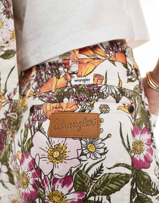 Wrangler - Cowboy - Denim short van 5 inch met bloemenprint in multi, deel van co-ord set, 4 van 5
