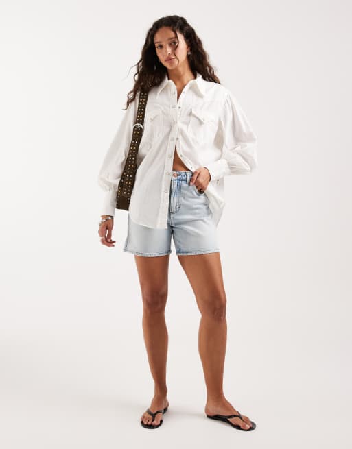 Wrangler cowboy denim shorts in light blue wash, 5 of 5