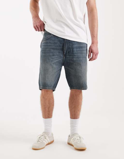 Wrangler cowboy straight fit denim shorts in mid wash, 3 of 5