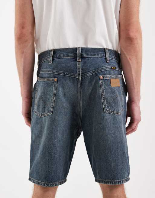 Wrangler cowboy straight fit denim shorts in mid wash, 5 of 5