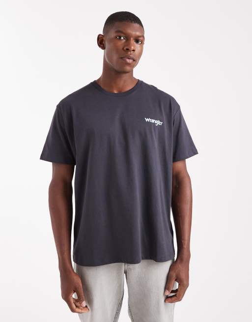 Wrangler – Czarny sprany T-shirt z logo na piersi, 3 z 5