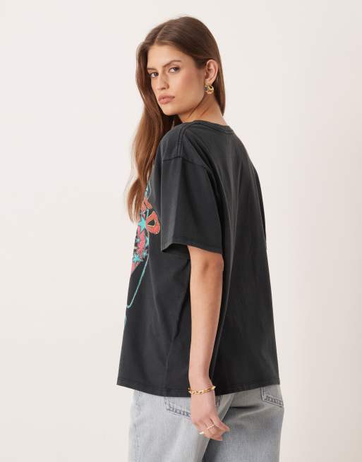 Wrangler – Czarny T-shirt o fasonie girlfriend, 2 z 4