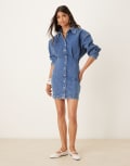 [Wrangler] Wrangler darted denim dress in mid blue M SAPPHIRE TRACE