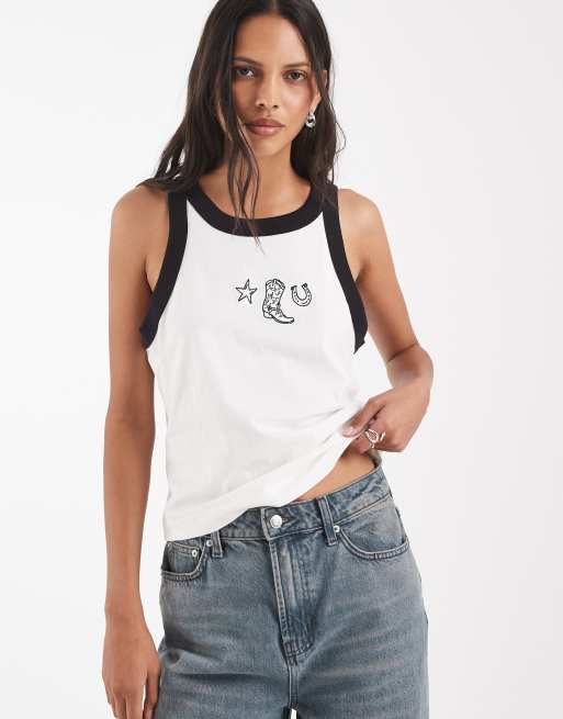 Wrangler - Débardeur à liserés contrastants - Noir et blanc, 4 de 4