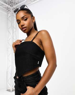 Wrangler denim bandana front crop top in black - ASOS Price Checker