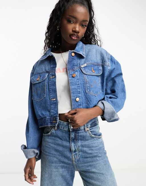 Wrangler cropped denim on sale jacket