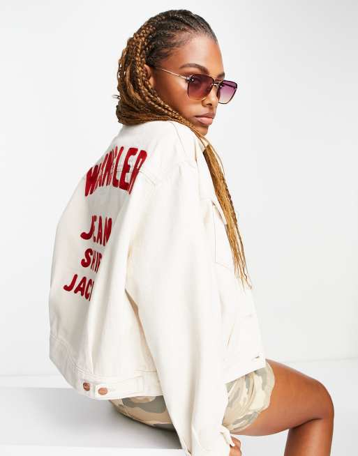 Wrangler denim jacket with back logo in white | ASOS