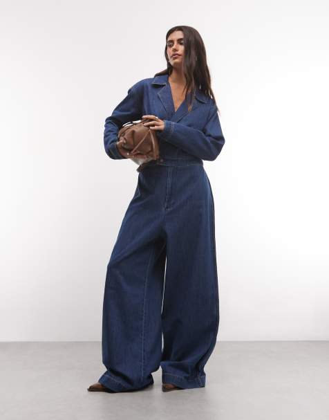 Wrangler denim-jumpsuit med vida ben Canyon i blå - view 1