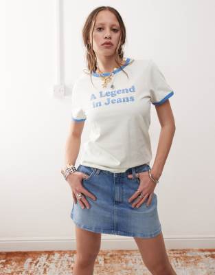 Wrangler Denim Mini Skirt In Blue