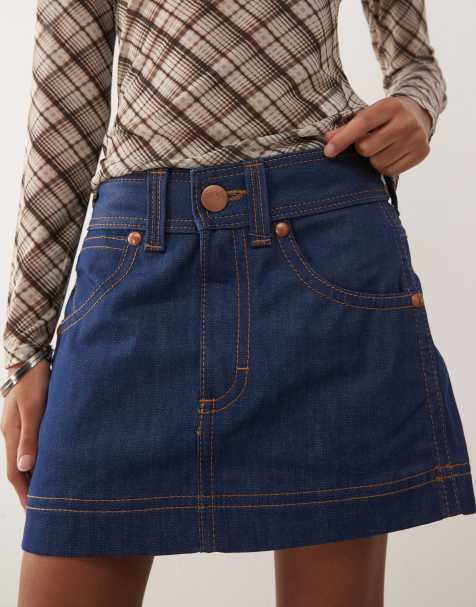 Wrangler super capsule denim mini skirt in navy