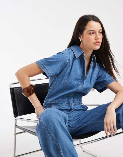 Wrangler - Denim overall in medium blauwe wassing, 3 van 4